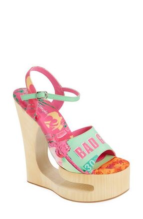 Jeffrey Campbell Flag Girl Platform Wedge Sandal in Green Bad Girl Combo at Nordstrom, Size 9.5