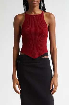 Courr&egrave;ges Pointy Hem Rib Tank in Grenat at Nordstrom, Size Xx-Large