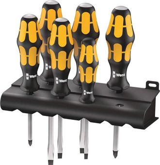 Wera 932/6 Assortimento di giraviti Kraftform il giravite-scalpello della + rack, 6 pezzi - Wera