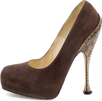 Brian Atwood pre-owned 160mm suede pumps - women - Suede/Leather/Leather - 38 - Brown