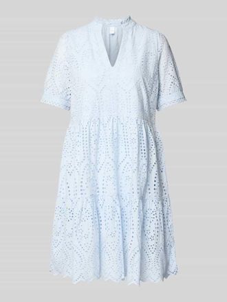 Vero Moda Minikleid mit Lochstickerei Modell Holi in Hellblau, Gr&ouml;&szlig;e L