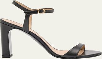Stuart Weitzman Babette Leather Ankle-Strap Sandals
