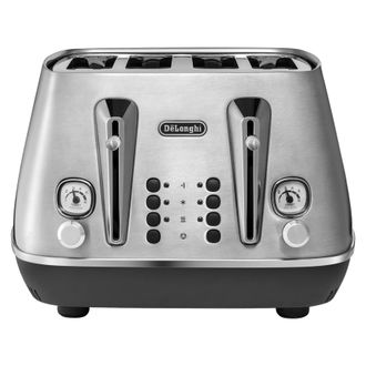 DeLonghi 4 Slice Distinta X Stainless Steel Toaster in Metallic Silver