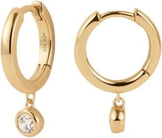 Made by Mary Poppy Cubic Zirconia Drop Hoop Earrings in Gold Vermeil at Nordstrom