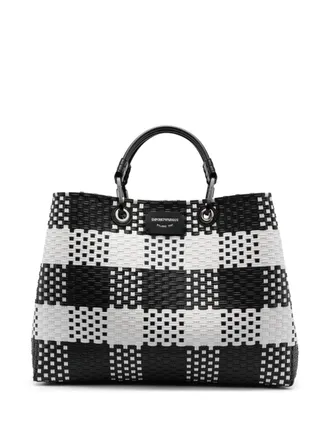 Emporio Armani Geruite shopper - Zwart