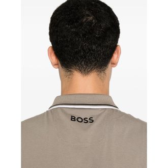 HUGO BOSS Mens Piqu&eacute; Polo Shirt Grey Cotton T-shirts And Polos