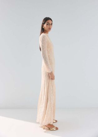 Mango Vestito paillettes schiena scoperta grezzo - Donna - XS - MANGO