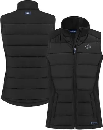 Cutter & Buck Womens Cutter & Buck Black Detroit Lions Evoke Hybrid Eco Softshell Recycled Full-Zip Vest at Nordstrom, Size Xxx-Large
