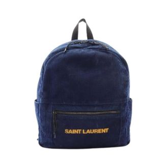 Saint Laurent Pre-owned Backpacks, female, Blue, Size: ONE SIZE Pre-owned Paris Corduroy Backpack