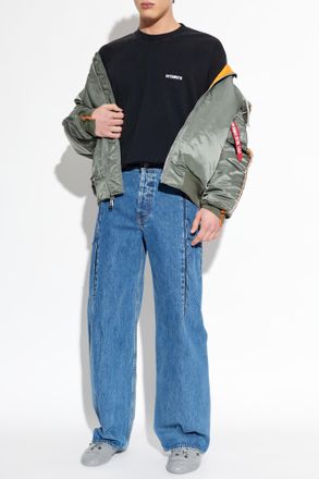 VETEMENTS T-shirt With Embroidered Logo, Mens, Black