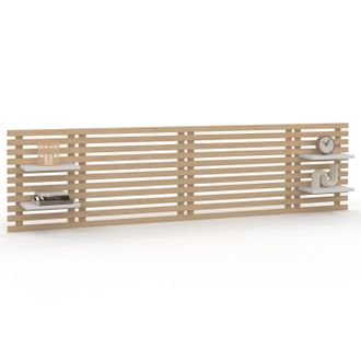 IDMarket Idmarket - Testiera Effetto Doga 240 Cm In Legno Chiaro E Ripiani Bianchi Ava