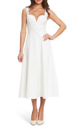 Flying Tomato Sweetheart Denim Midi Dress in White at Nordstrom Rack, Size Medium