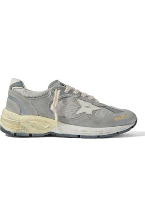 Golden Goose Dad-Star Distressed Leather-Trimmed Suede and Mesh Sneakers