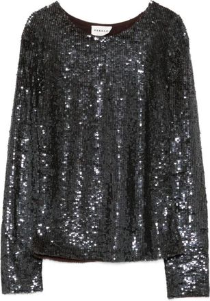 P.A.R.O.S.H. Bruine Top met Gcollo Detail - Dames - Blouses - Zwart - S - Overhemden