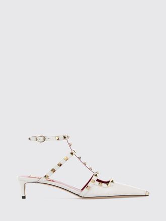 Valentino Garavani Rockstud Leather Slingback Pumps with a Low Stiletto Heel