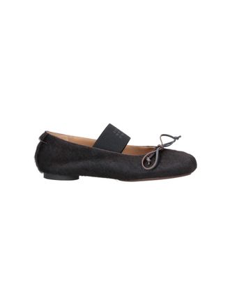 Maison Margiela Anatomic Squared-Toe Pony Hair Slip-On Ballerina Flats
