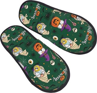Generic Plush Cotton Slipper Halloween Mummy Gnome House Slipper Breathable Spa Slippers for Bedroom Travel Hotels M