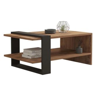 Dmora Mesa De Centro Cigliano, Un Compartimento, Forma Rectangular, Tono Marr&oacute;n, 80x55x35h Cm Roble Marr&oacute;n