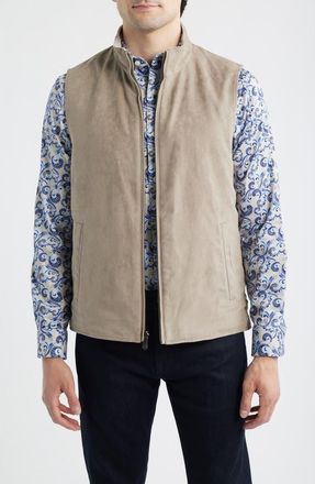 Johnston & Murphy Reversible Faux Suede Vest in Tan/Tan Knit at Nordstrom, Size Xx-Large