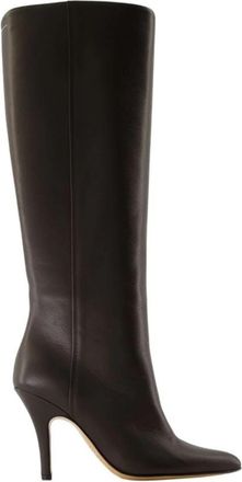 Maison Margiela Bruine leren laarzen- puntige neus - Dames - Laarzen met Hak - Bruin - 38 EU - Leer - Schoenen