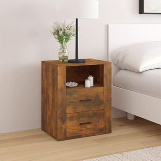 vidaXL Vidaxl - Mesita De Noche Madera Contrachapada Roble Ahumado 50x36x60 Cm