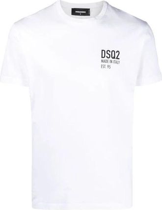 Dsquared2 T-shirt met ronde hals - Heren - T-shirts - Wit - 2XL - Katoen - Tops