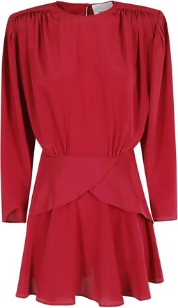 Erika Cavallini Semi Couture Ruby Silvana Jurk met Ruches - Dames - Korte kleedjes - Rood - S - Kleedjes
