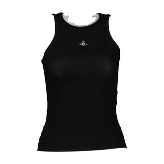 Vivienne Westwood Womens Ribbed Viscose Tank Top Black Tops
