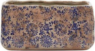 Nearly Natural 10-in Tuscan Ceramic Rectangle Planter in Blue at Nordstrom