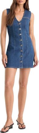 Good American The Denim V-Neck Minidress in Indigo1265 at Nordstrom, Size X-Small
