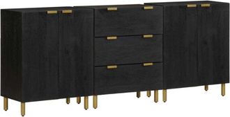 vidaXL Aparadores 3 Uds Madera De Ingenier&iacute;a Negro Vidaxl