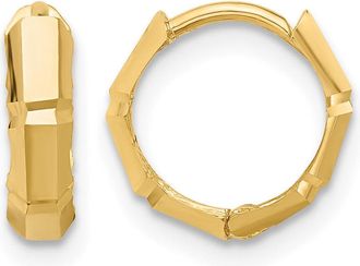 Diamond2Deal 14K Yellow Gold Polished and Diamond-cut Huggie Hoop Earrings