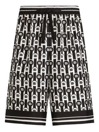 Dolce & Gabbana Shorts met logoprint en patroon - Zwart