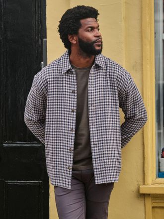 Fat Face FatFace Heath Navy Long Sleeve Relaxed Fit Textured Gingham Shirt