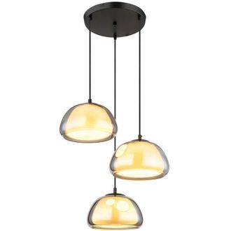 Globo Lighting Jella Lámpara de techo colgante en racimo con pantalla de cristal ahumado negro mate, 3 bombillas E14