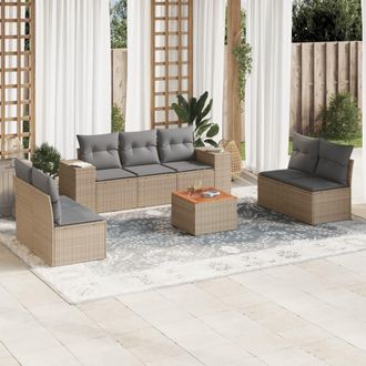 vidaXL Vidaxl - Juego De Sof&aacute;s De Jard&iacute;n Con Cojines Beige 8 Pzas Rat&aacute;n Pe