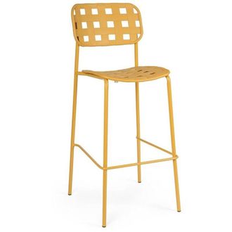 Decorspace Sgabello Clover da bar struttura in acciaio seduta e schienale in polipropilene per interni ed esterni -Grigio / Confezione da 1 Pezzo