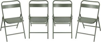 Sweeek Set of 4 folding steel garden chairs Khaki Green 44.3x49x79.7 cm - Amelia