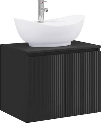 vidaXL Juego De Muebles De Ba&ntilde;o Negro Madera De Ingenier&iacute;a Vidaxl
