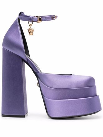 Versace Medusa Aevitas platform pumps - women - Calf Leather/Calf Leather/Satin - 39.5 - Purple