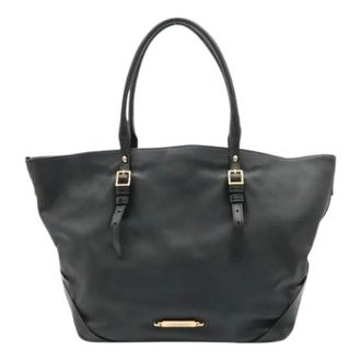 Burberry Pre-owned Leren Tote Bag - Dames - Pre-owned - Zwart - Maat: ONE Size Leer