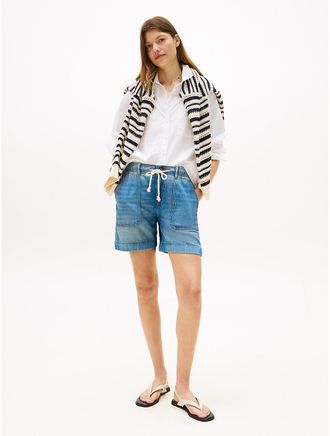 Tommy Hilfiger Womens Denim Utility Short - Blue - XS