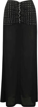 Paco Rabanne Chique Geplooide Rok - Dames - Maxi Rokken - Zwart - XS - Polyester - Rokken