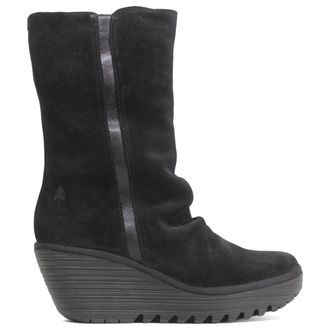 FLY London YEMY408FLY Leather Womens Mid Calf Boots - Black - Size:UK 8