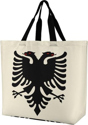 Generic Albanian Flag Reusable Shopping Bags Large Capacity Grocery Bag Heavy Duty Tote for Women 40x40x16cm