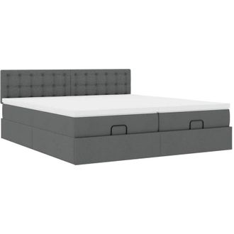 vidaXL Vidaxl - Estructura Cama Otomana Colchones Tela Gris Oscuro 200x200cm