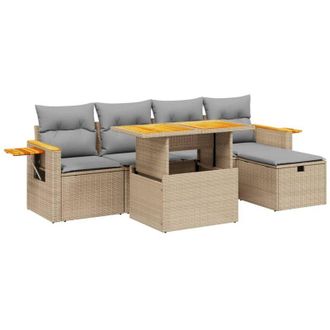 vidaXL Vidaxl - Set Divano da Giardino 6 pz con Cuscini Beige in Polyrattan