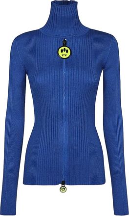 Barrow ribbed high-neck zip-front cardigan - Blue