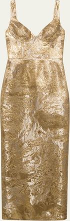 SIMKHAI Viella Sleeveless Metallic Jacquard Column Gown