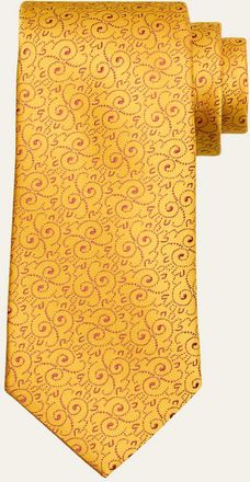 Charvet Mens Swirl Woven Silk Tie